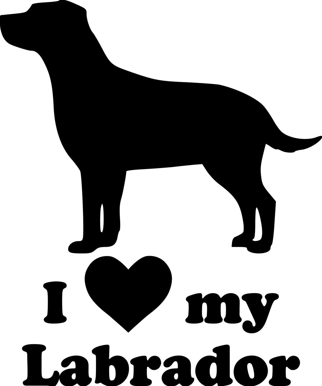 I Love My Labrador Vinyl Sticker 6" x 5" Dog Chocolate Yellow Black Lab - Die Cut Decal - curved