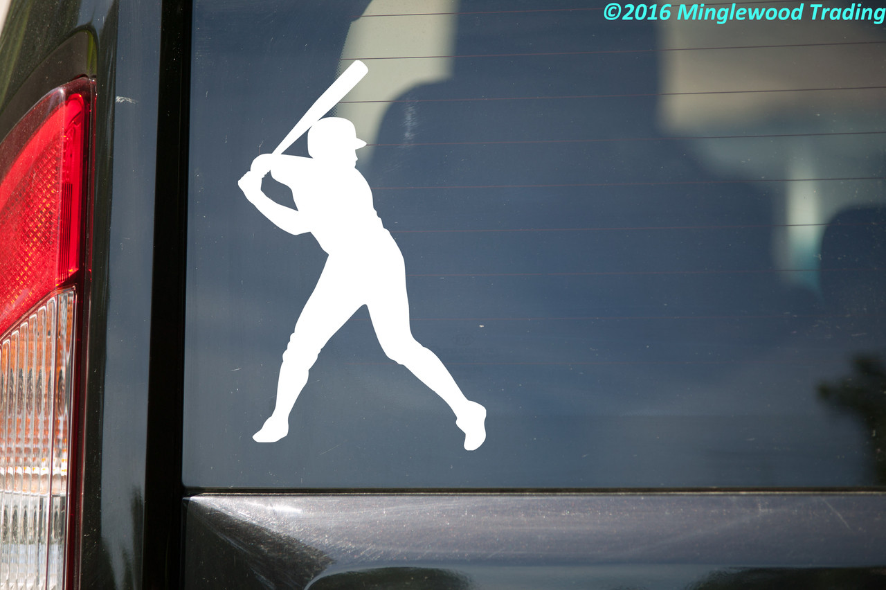 Baseball Batter vinyl decal sticker 3.5" x 5.5" Player Hitter Little League v2