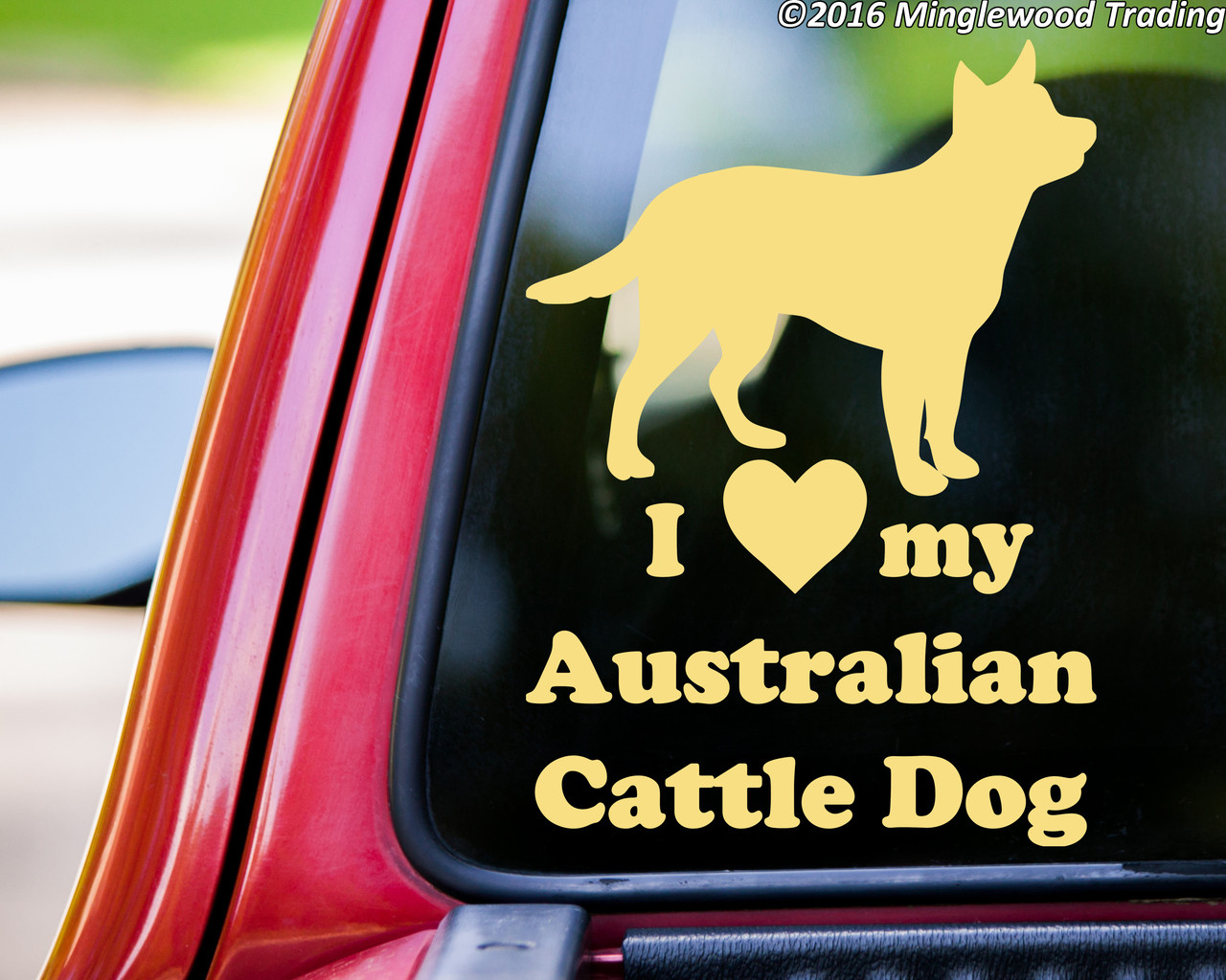 I Love my Australian Cattle Dog vinyl decal sticker 7" x 5" Red Blue Heeler ACD