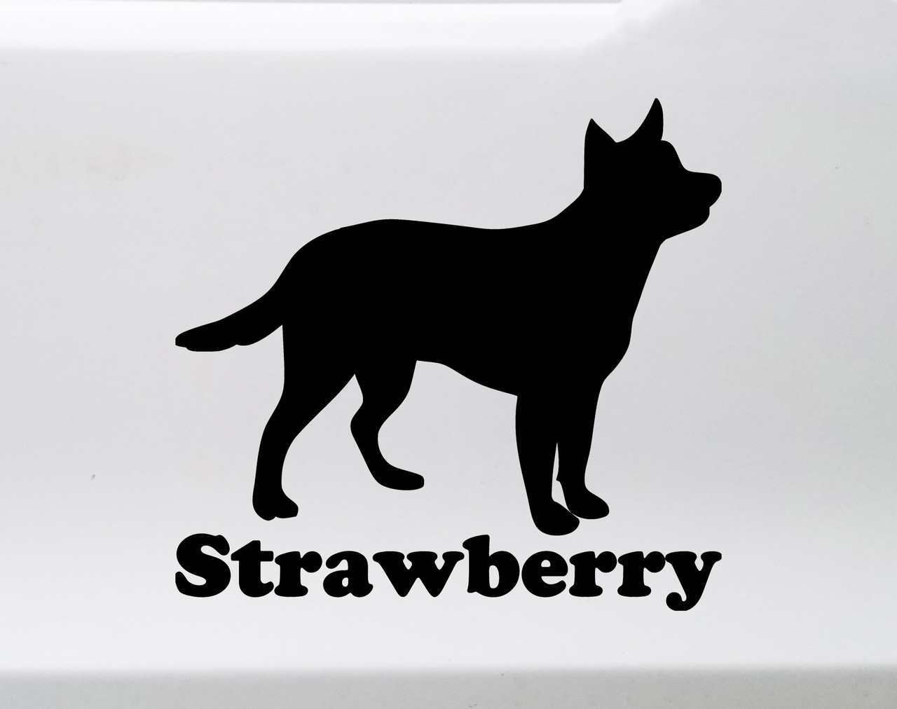 Personalized Cattle Dog vinyl decal with custom name for Australian Cattle Dog Blue Heeler and Red Heeler owners