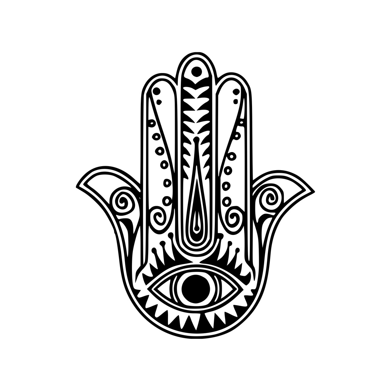 Hamsa Hand vinyl decal with evil eye and detailed ornamental protection symbol design