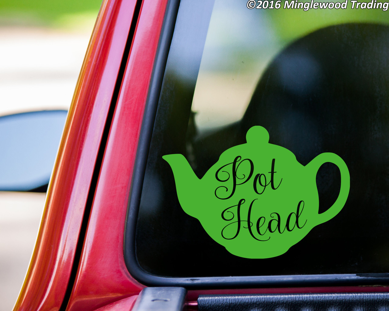 Pot Head custom vinyl decal sticker 7" x 5" Tea Teapot
