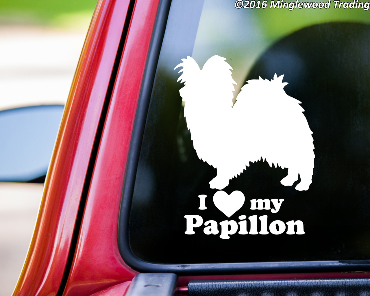I love my Papillon vinyl decal sticker 5" x 7" Butterfly Dog Continental Toy Spaniel