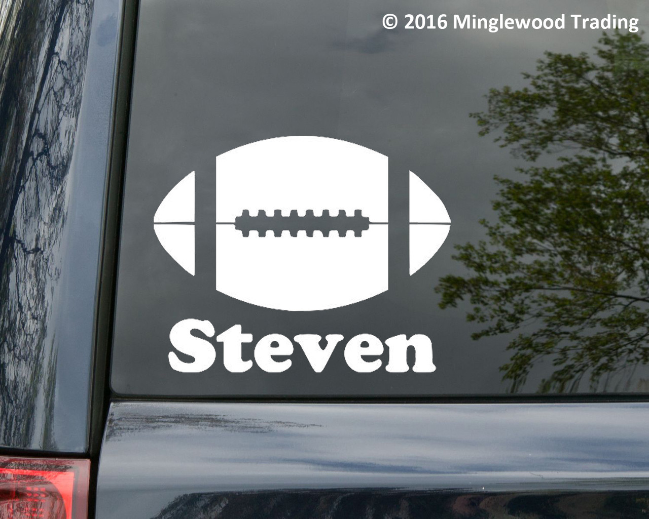 Football vinyl decal sticker with Custom Personalized Name 5.5" x 4.25" Sports