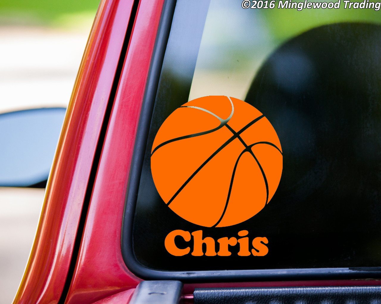 Basketball with Personalized Name Vinyl Sticker  - Die Cut Decal