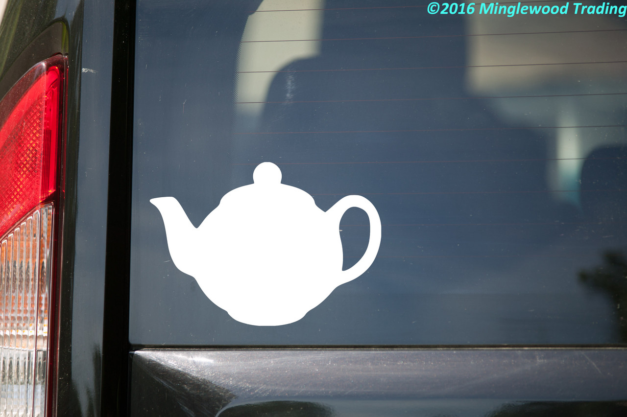 TEAPOT Vinyl Sticker - Tea Time Kettle Steeping Leaves - Die Cut Decal