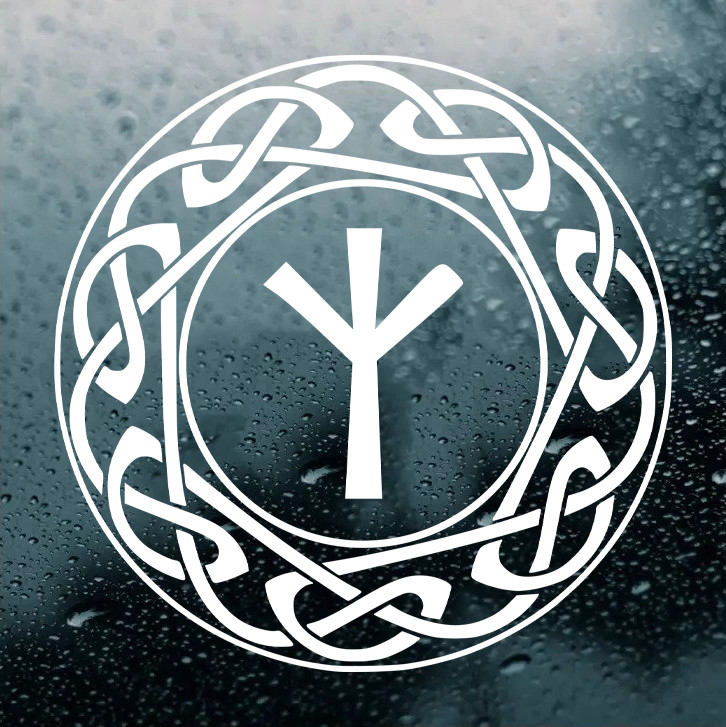 Celtic Knot Circle with Algiz Viking Rune Vinyl Decal | Protection ...