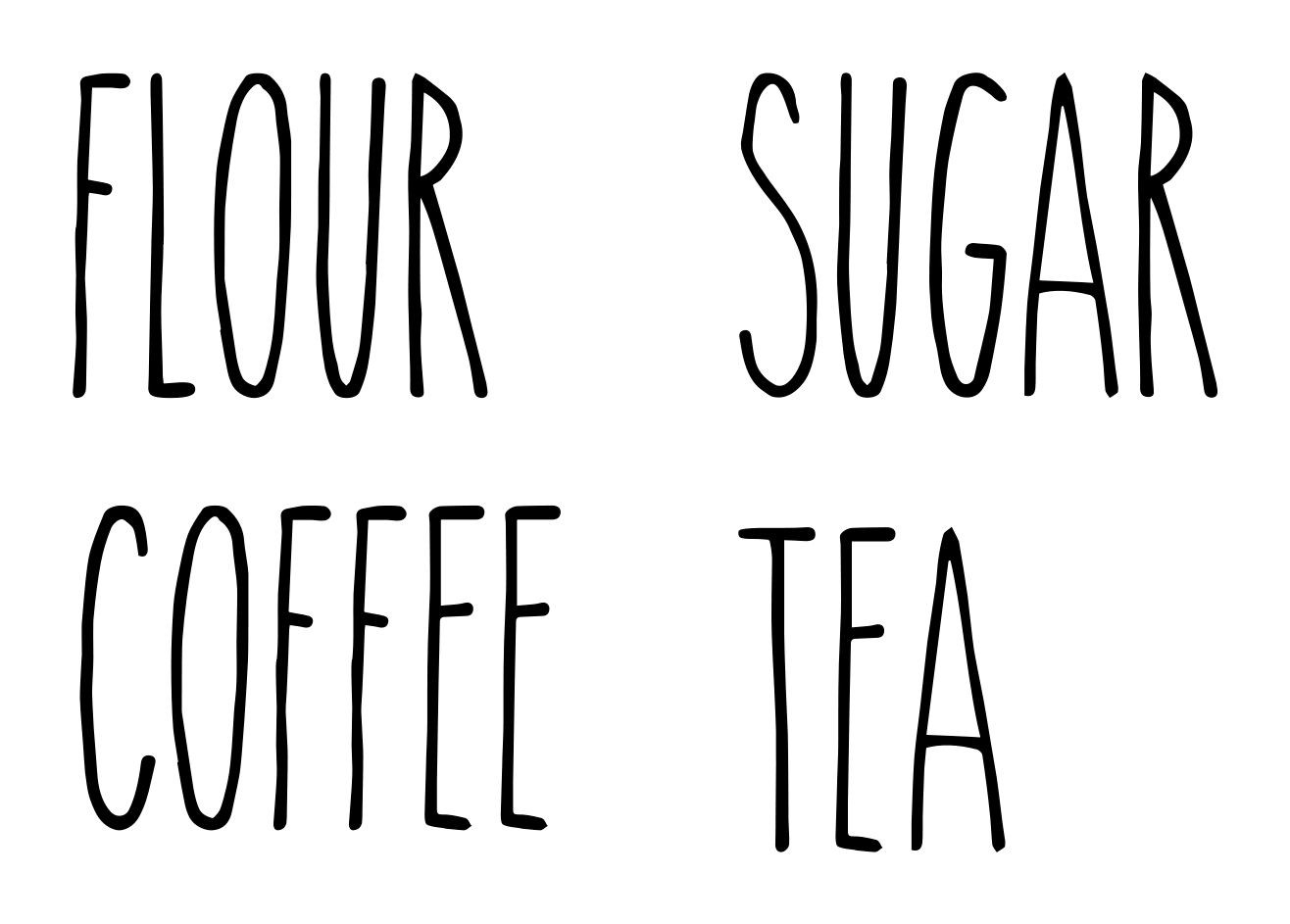 Set of 4 Rae Dunn Inspired Canister Labels V6 Vinyl Stickers Kitchen