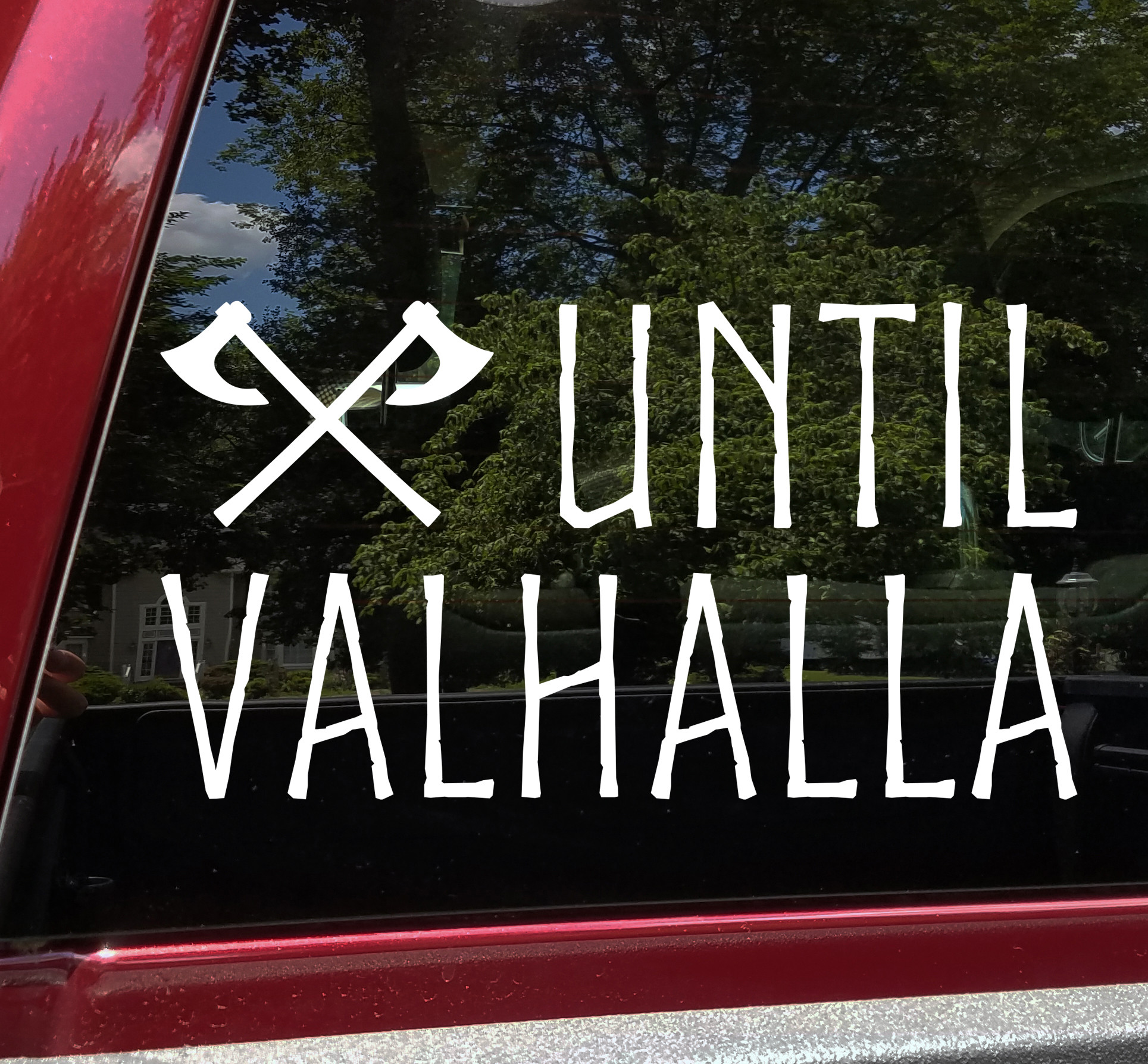 Until Valhalla Vinyl Decal V2 - Viking Crossed Battle Axes Norse - Die ...