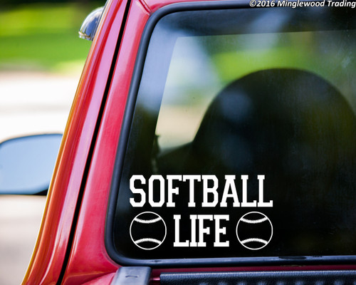 SOFTBALL LIFE Vinyl Decal Sticker 7" x 3.5" Fastpitch