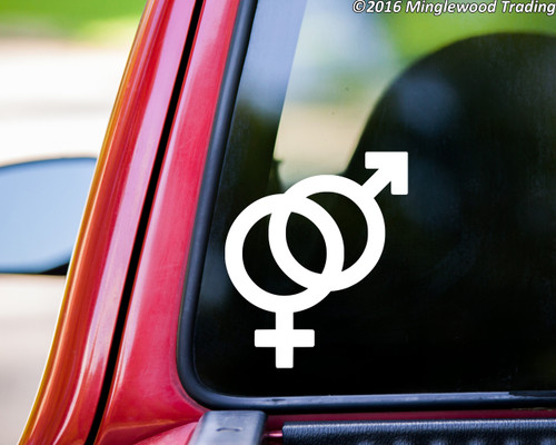 Male & Female Gender Symbols Sign joined vinyl decal sticker 5" x 4.25"