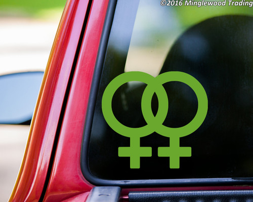 Double Female Gender Symbol Sign vinyl decal sticker 5" x 5.5" Lesbian Gay LGBTQ