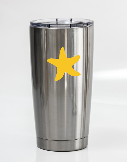 Starfish vinyl decal featuring a simple five-arm sea star silhouette for beach ocean coastal and nautical decor