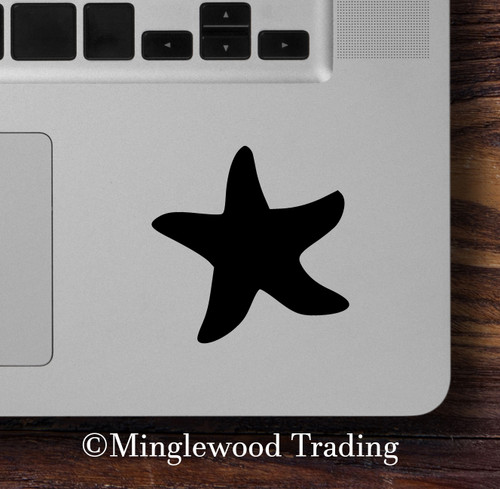 Starfish vinyl decal featuring a simple five-arm sea star silhouette for beach ocean coastal and nautical decor