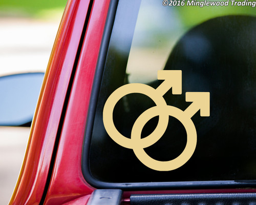 Double Male Gender Symbol Sign vinyl decal sticker 5" x 4.75" Homosexual Gay LGBTQ