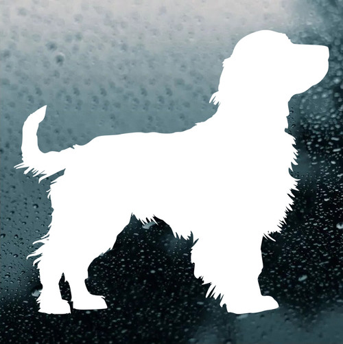 Springer Spaniel vinyl decal featuring a standing English Springer dog silhouette with long ears and feathered coat