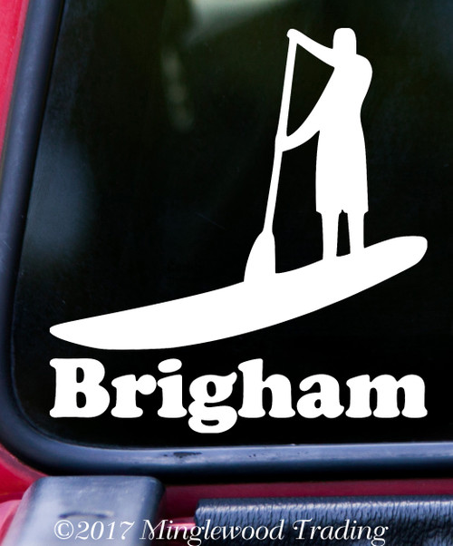 SUP Stand Up Paddle Board Vinyl Decal Sticker w/ Custom Name 5" x 5.5" Paddling MAN