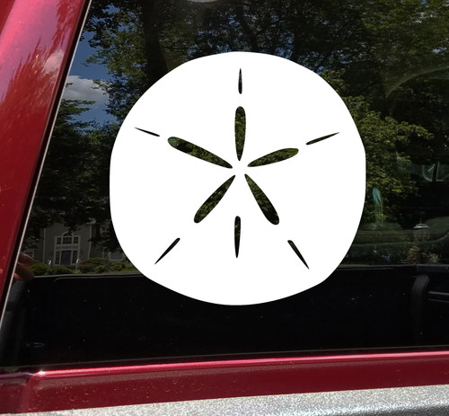 Sand Dollar vinyl decal with classic five-petal star pattern for coastal beach nautical and ocean-themed decor