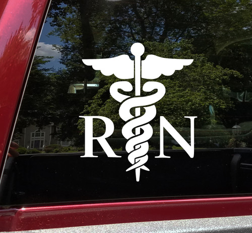 RN with Caduceus Symbol Vinyl Decal - Registered Nurse LPN - Die Cut Sticker
