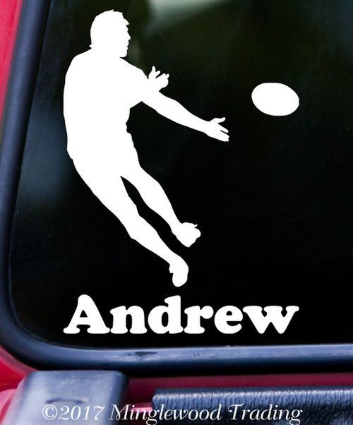 RUGBY PLAYER Vinyl Decal Sticker w/ Customized Name 6" x 4.25" Football