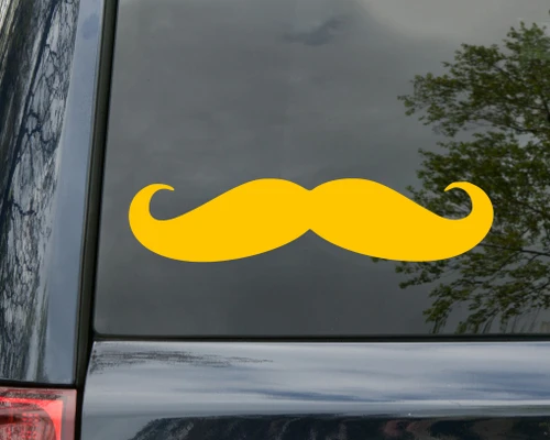 Classic curled handlebar mustache silhouette vinyl decal