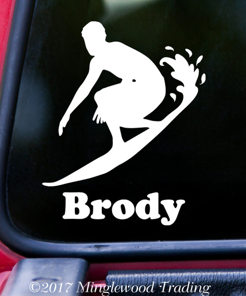 SURFER BOY w/ Custom Name 5" x 6" Surfboard - Personalized