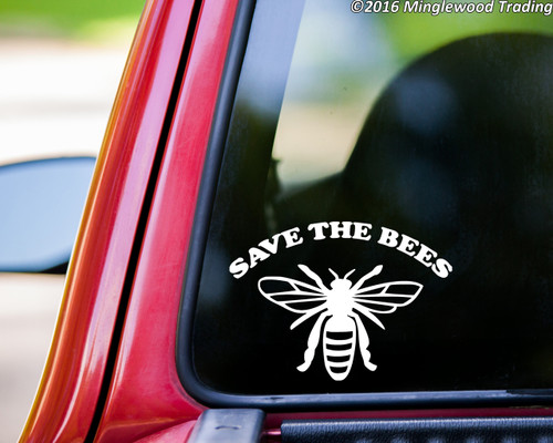 SAVE THE BEES Vinyl Decal Sticker 7" x 5" Pollinators Beehive Flowers
