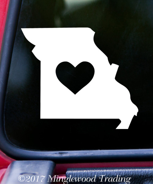 MISSOURI HEART State Vinyl Decal Sticker 6" x 5.25" Love MO