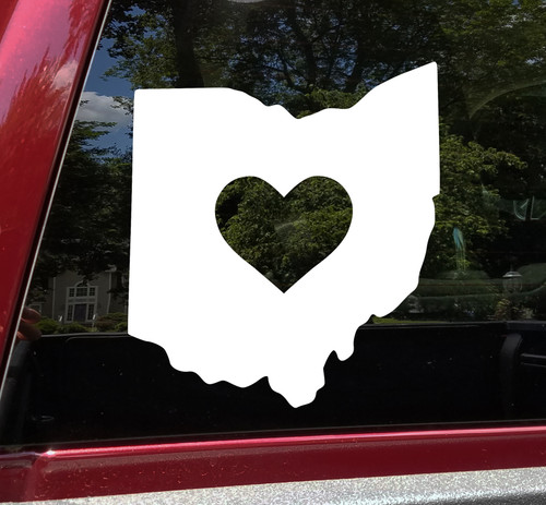 Ohio Vinyl Decal - Heart Love Home Buckeye State Native Ohioan - Die Cut Sticker