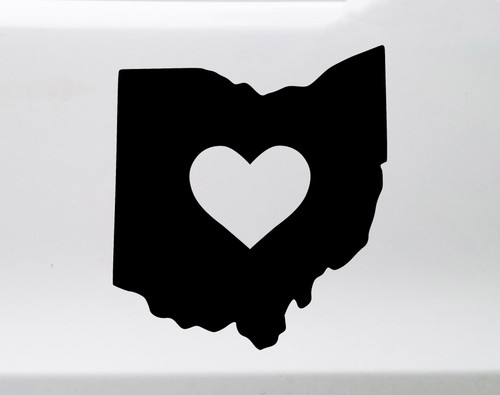 Ohio Vinyl Decal - Heart Love Home Buckeye State Native Ohioan - Die Cut Sticker