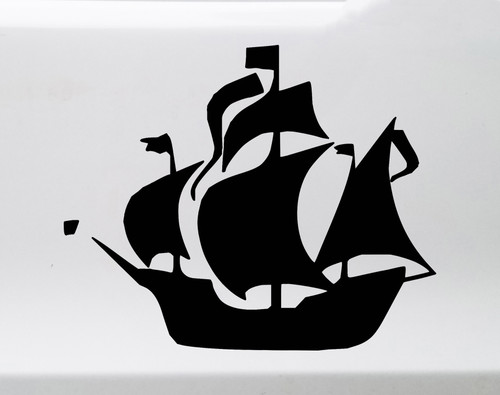 Pirate Ship vinyl decal featuring a classic sailing vessel silhouette with multiple sails and flags