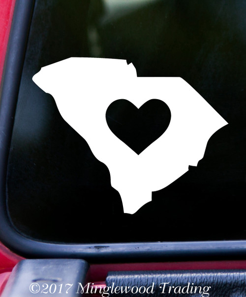 SOUTH CAROLINA HEART State Vinyl Decal Sticker 6" x 4.75" Love SC