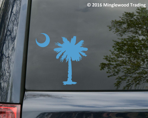 South Carolina palmetto tree and crescent vinyl decal inspired by the state flag