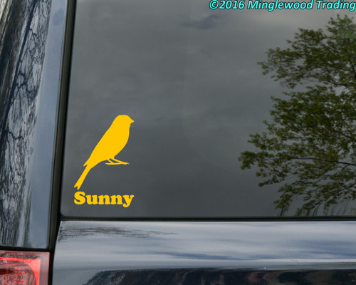 CANARY 6" x 4" Vinyl Decal Sticker w/ Personalized Name - FINCH Atlantic Yellow Songbird