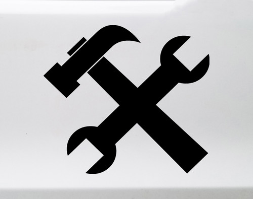 Crossed Hammer and Wrench Vinyl Decal - Tools Mechanic - Die Cut Sticker
