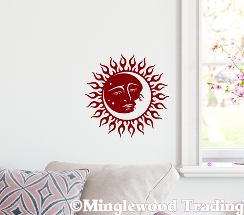 SUN AND MOON Vinyl Sticker - Faces Kissing Celestial Tribal Tattoo - Die Cut Decal