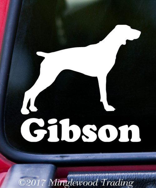 Personalized German Shorthaired Pointer GSP bird dog vinyl decal with custom name and mirror option
