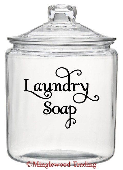 Laundry Soap Swash vinyl decal with decorative lettering and flourishes for detergent containers, jars and laundry room organization
