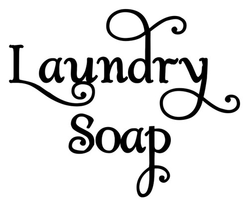Laundry Soap Swash vinyl decal with decorative lettering and flourishes for detergent containers, jars and laundry room organization