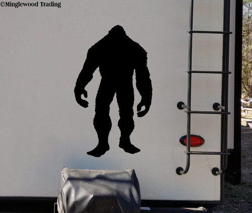 Bigfoot Sasquatch silhouette vinyl decal for RV camper truck overland vehicle camping and wilderness applications