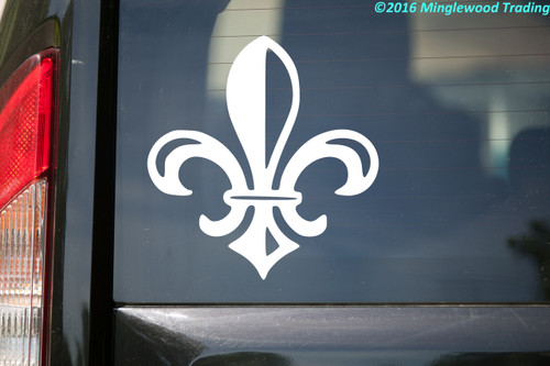 Fleur de Lis vinyl decal featuring a classic French lily symbol for Louisiana New Orleans vehicles windows signs and decor