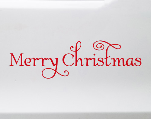 Merry Christmas vinyl decal in Albemarle Swash font for holiday windows storefronts glass doors and seasonal displays