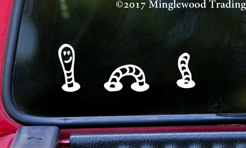 WORM 5" x 2" Vinyl Decal Sticker - Cute Earthworm Early Bird