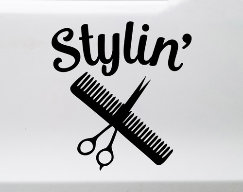 Stylin' Vinyl Decal - Salon Hair Stylist Dresser Scissors Comb - Die Cut Sticker