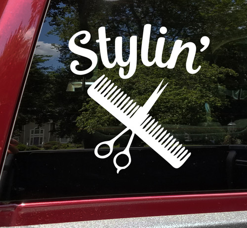 Stylin' Vinyl Sticker - Salon Barber Shop Hair Stylist Hairdresser Beautician - Die Cut Decal