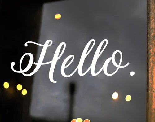 Hello Script Vinyl Decal for Front Door Porch Window and Entryway Decor