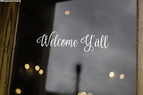 Welcome Y'all Vinyl Decal - Front Door Porch Greeting - Die Cut Sticker Welcome Y'all Vinyl Decal - Front Door Porch Greeting - Die Cut Sticker