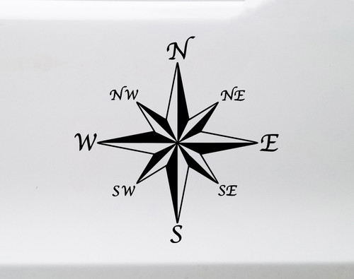Compass rose vinyl decal adventure navigation symbol for travel and exploration
