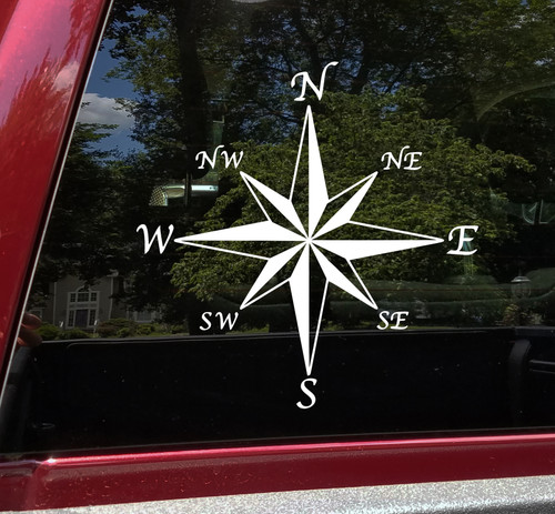 Compass rose vinyl decal adventure navigation symbol for travel and exploration