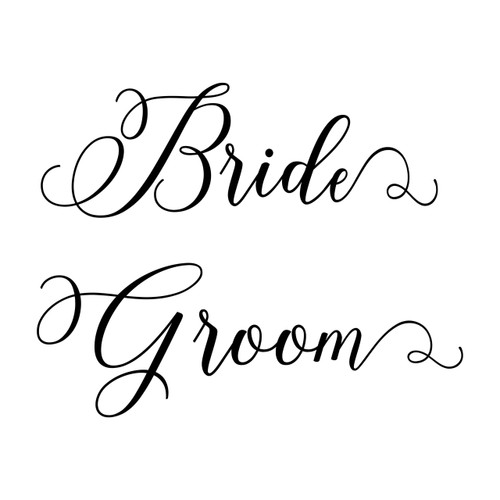BRIDE and GROOM 11" Vinyl Decal Stickers - V1 - Wedding